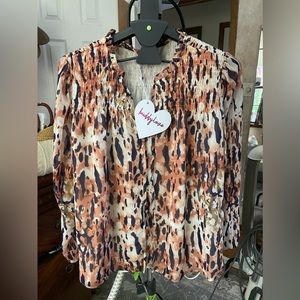 NWT Buddy Love everly long sleeve button up blouse in Monaco print